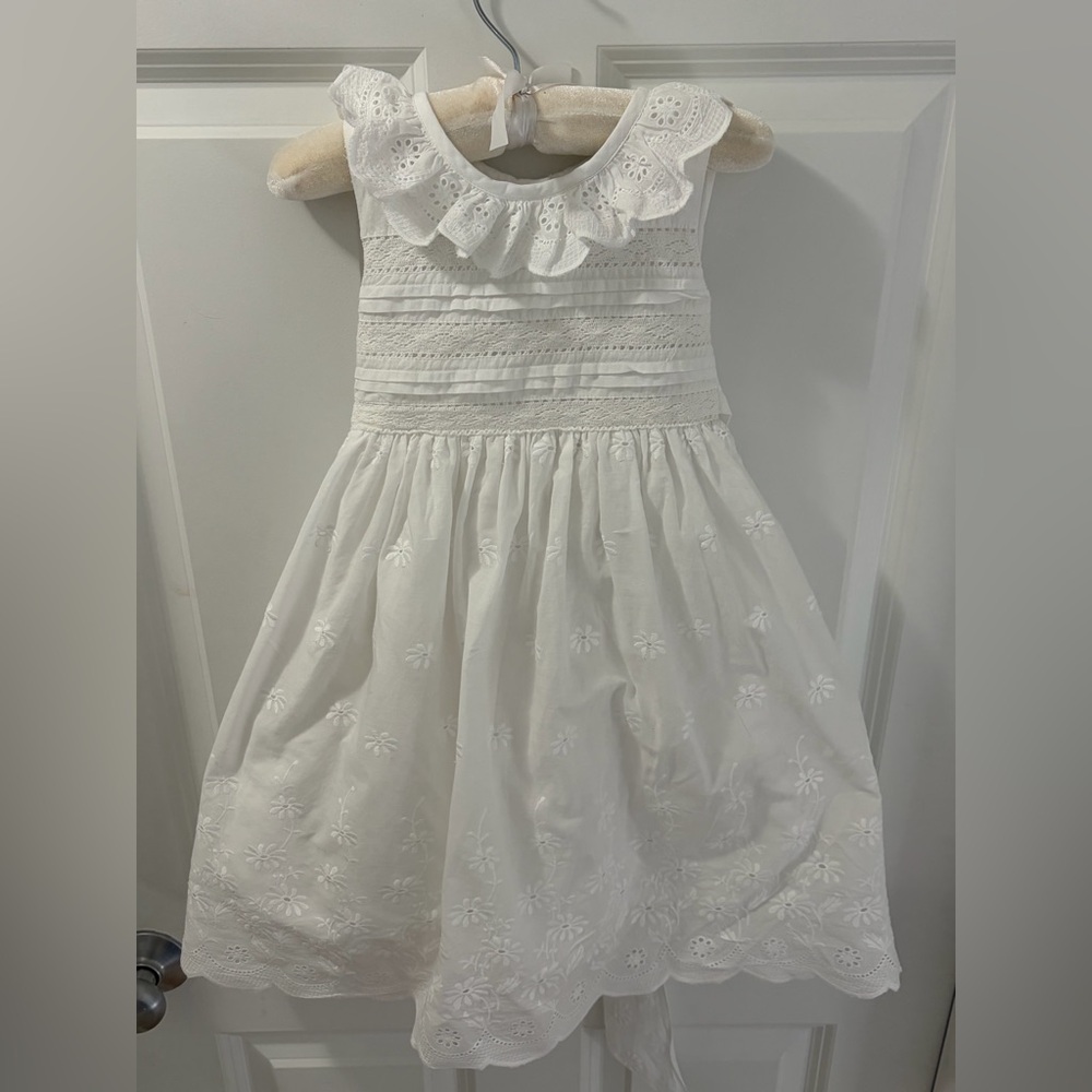 White Eyelet Ruffle Dress Girls size 4